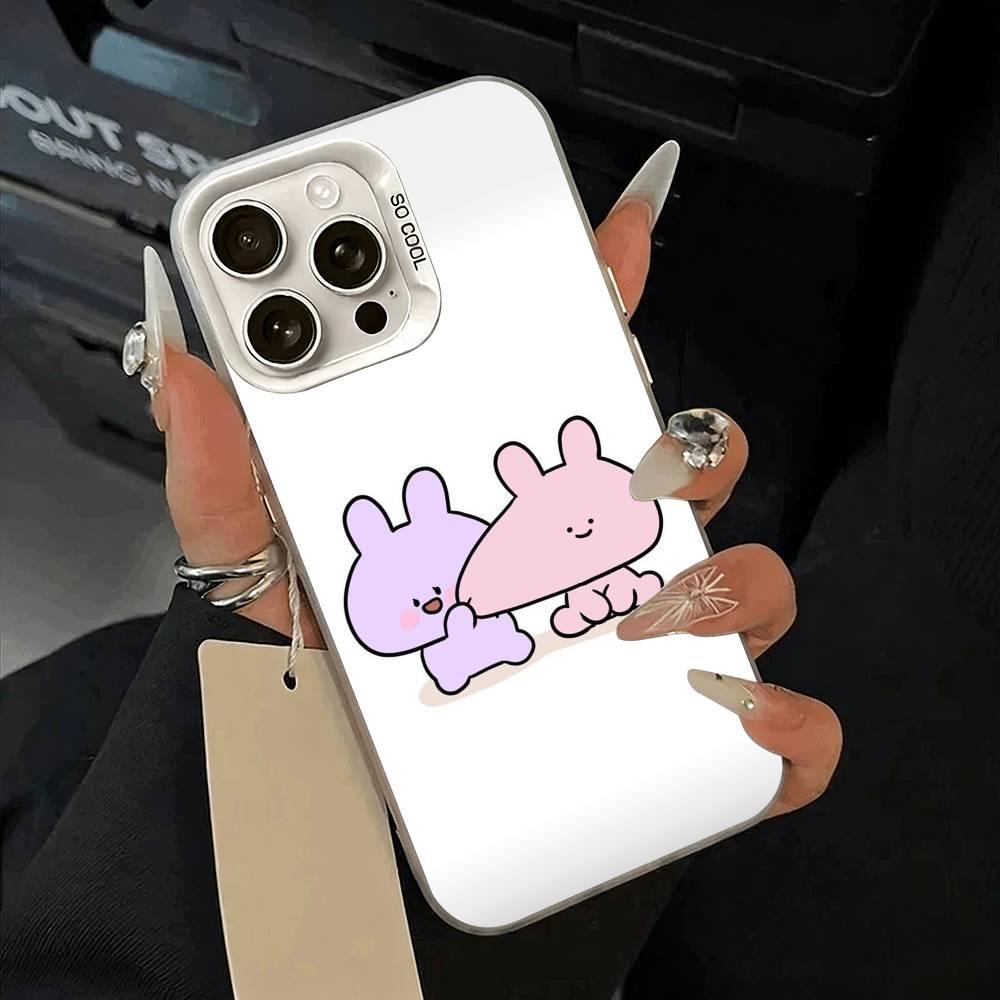 C-A-Cartoon -a-Asamimichan Phone Case For iPhone 11 12 13 14 15 16Pro Max Plus White Sliver Phone Cover