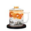 Four-Piece Ceramic Mug Set: Ice Jade Porcelain Tea & Water Separation Cup with Lid - Ideal Business Gift
