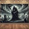 1 Piece, Background Cloth of the Terrifying Figure of Death In the Dark Cemetery, Multi-functional Background Wall Decoration