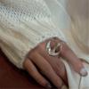 Artistic Irregular Black Onyx Ring Elegant Adjustable Opening Finger Accessories Geometric Twist Rhinestones Ring