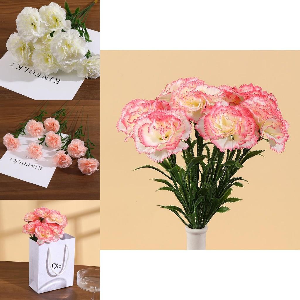 Carnation Silk Flower Bouquet For Wedding Decor Home Staging Photography Prop Gift