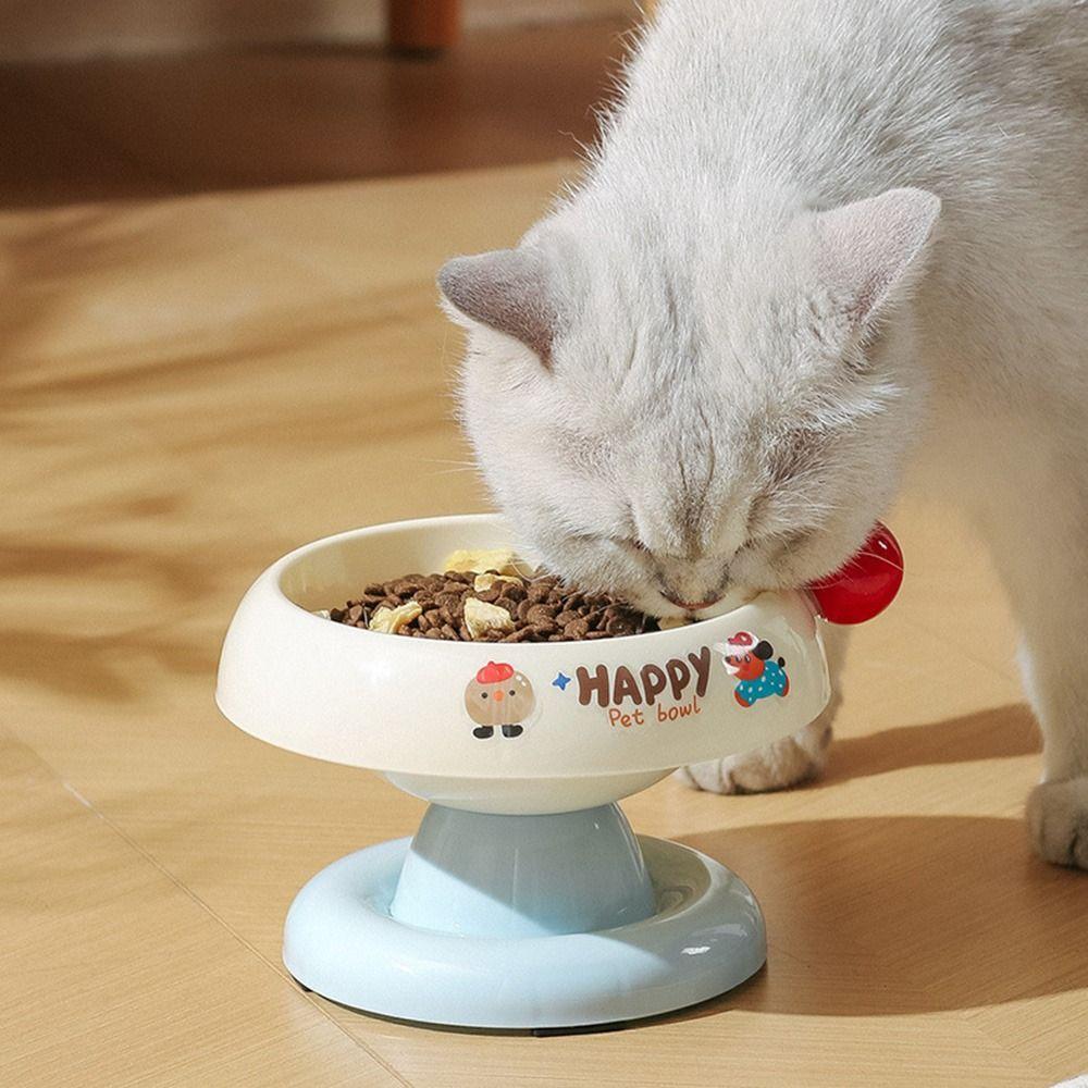 Anti Slip Pet High Footed Bowl Cartoon Cat Bowl Multifunction Cat Food Water Bowl  Home