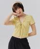 Deliscent Ribbon Shirred Shirt [Yellow]