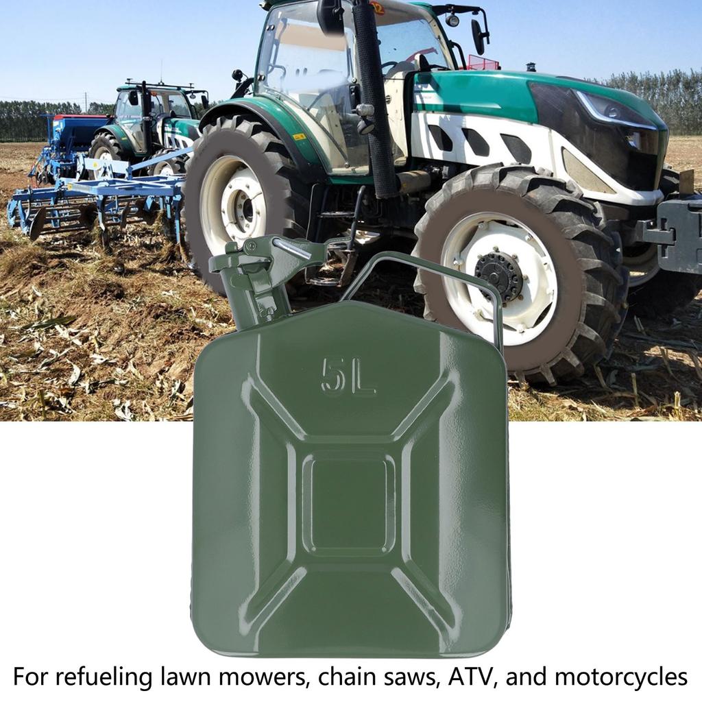 1.3 Gallon 5L Gasoline Container Thickened Stainless Steel Fuel Tank Carrying Can with Portable Handle