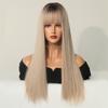 Long Ombre Blonde Wigs for Women Synthetic Hair Straight Wig with Bangs Cosplay Wigs Drag Queen Party Anime Movie Costume Wig