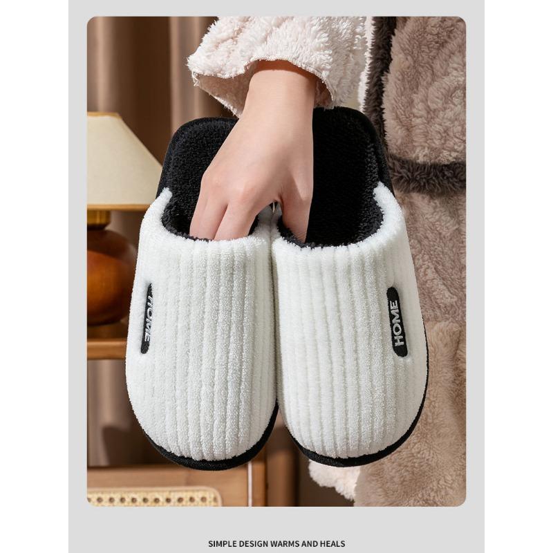 Warm Fuzzy Non Slip Indoor Home Winter Cotton Slippers For Unisex Couples