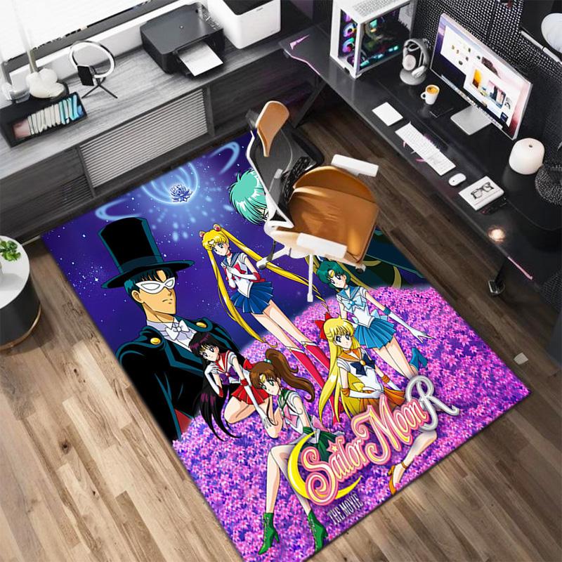 Cute Cartoon Theme Sailor Moon Tsukino Usagi Cartoon Rug Multifunctional Household Anti-slip Decorative Door Mat, Outdoor Floor Mat, and Carpet Y8