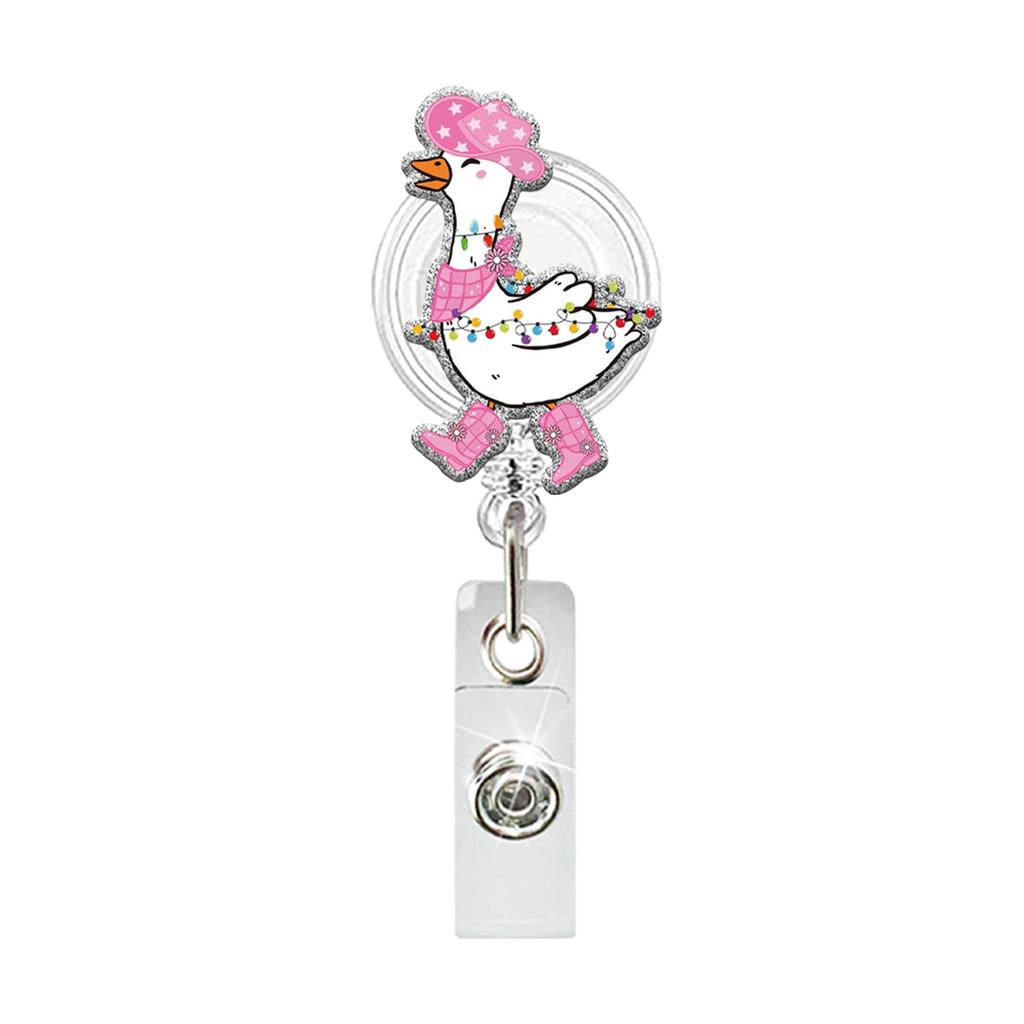 Retractable Id Badge Reel Convenient Christmas Badge Holder Glitter Acrylic Badge Clip Personalized For Doctors Teachers Schools