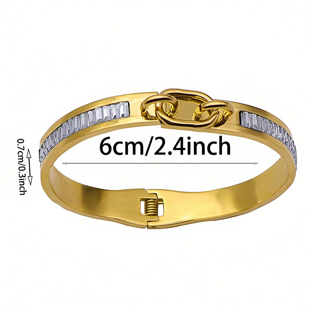 Fashion classic shiny decorative bamboo design bracelet gold-plated light luxury open bracelet