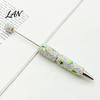 Shiny Rhinestone Pens Glitter Beadable Ballpoint Pen, Sparkly Star Moon Beaded Plastic Customizable DIY Handmade Gel Ink Pen for School Projects,