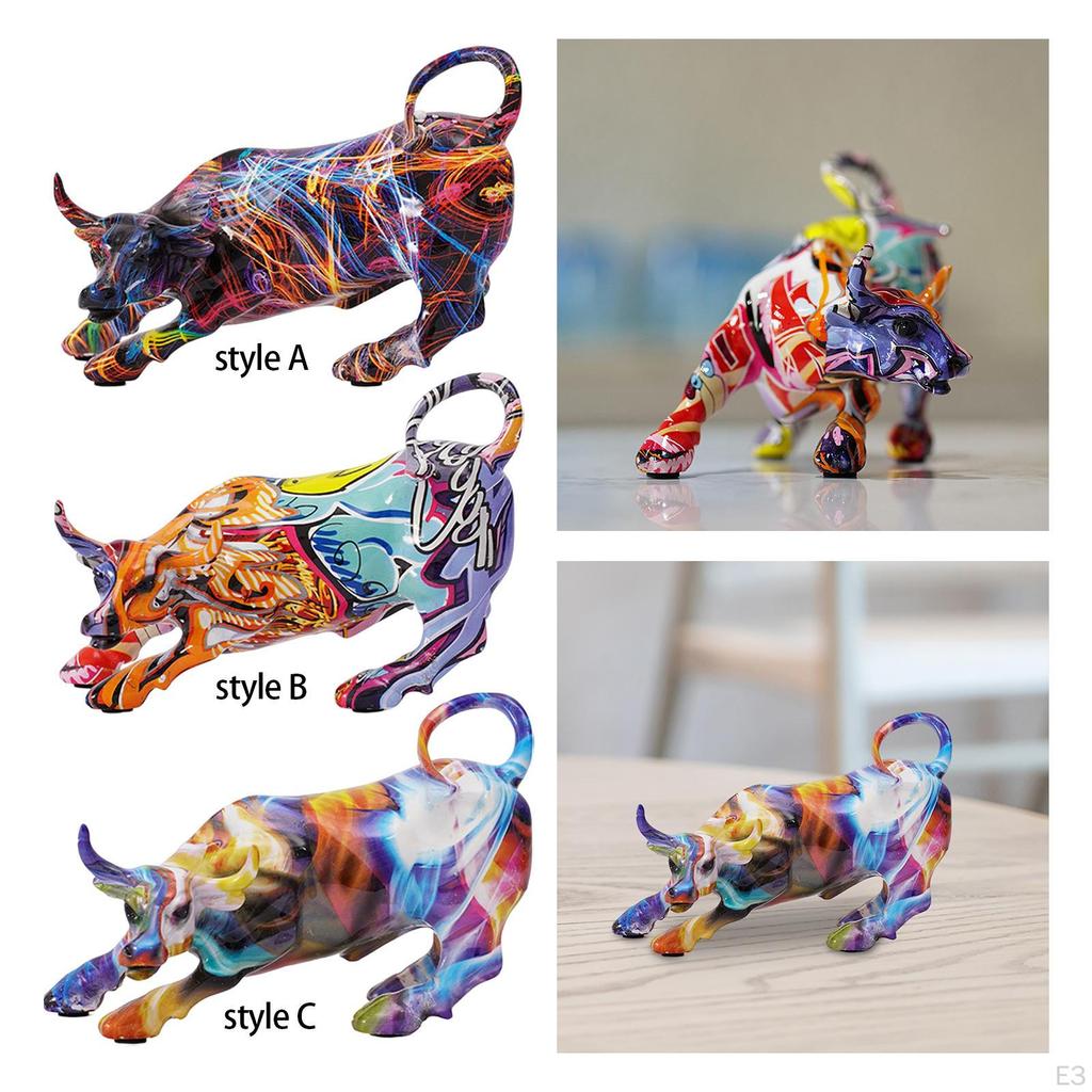 Resin Bull Sculpture Set for Home Decor