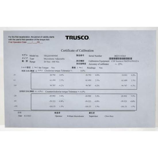 TRUSCO Динамометричний ключ TRQ20100NM Попередньо встановлений 3/8 20-100Нм