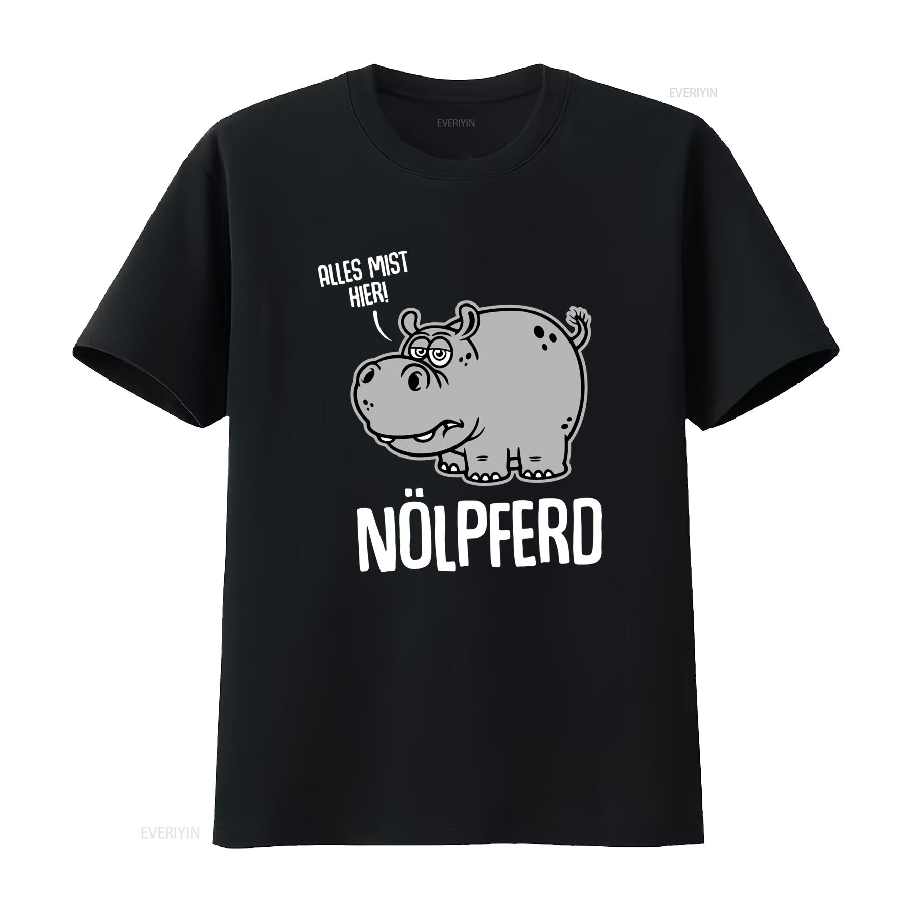 

Nölpferd Alles Mist Hier Hippo Cartoon Funny Saying T Shirt Perfect for Celebration Party Idea vintage Washed graphic homme 4XL