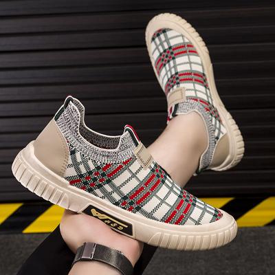 Płócienne buty Męskie wsuwane mokasyny Trend Fashion All Match Plaid Obuwie codzienne Obuwie męskie