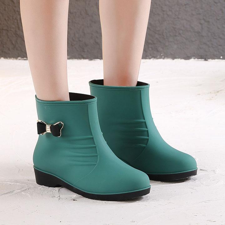 Dámské Four Seasons Boty do deště Velké velikosti Boty do deště na nízkém silném podpatku Dámské Jednobarevné Voděodolné Jednolůžkové Boty do vody