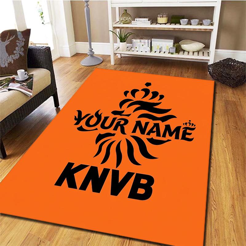 Knvb Wappen Benutzerdefinierter Name Teppich Teppich für Wohnzimmer Schlafzimmer Zuhause Sofa Dekoration Kinder Spielen Rutschfeste Fußmatte