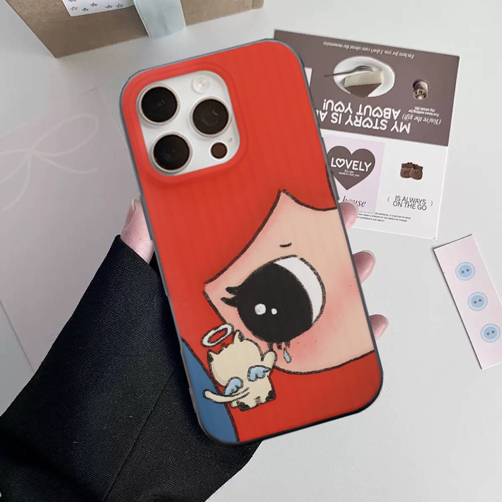 Comic Girl For IPhone 17 16 15 Plus Pro Max 12 14 Plus 11 13 Wave Corrugated Stripe Funda Phone Cover