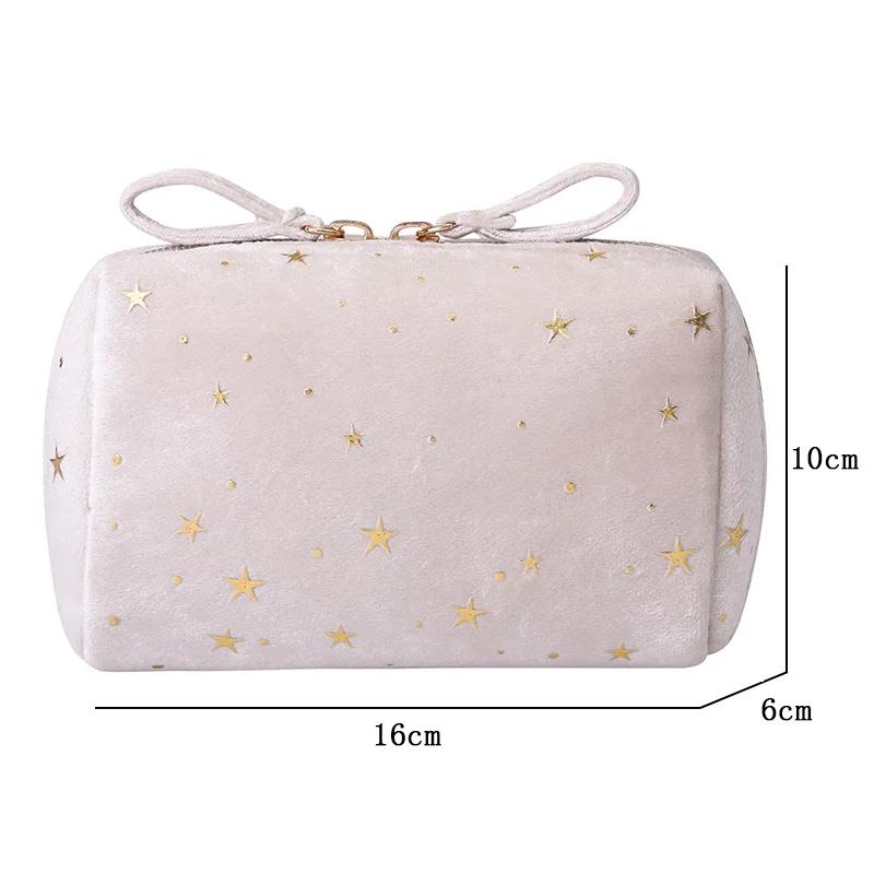 

Portable Travel Small Cosmetic Bag Flannel Cosmetic Storage Bag Hand Flannel Women s Large Capacity Starry Sky Cosmetic Bag