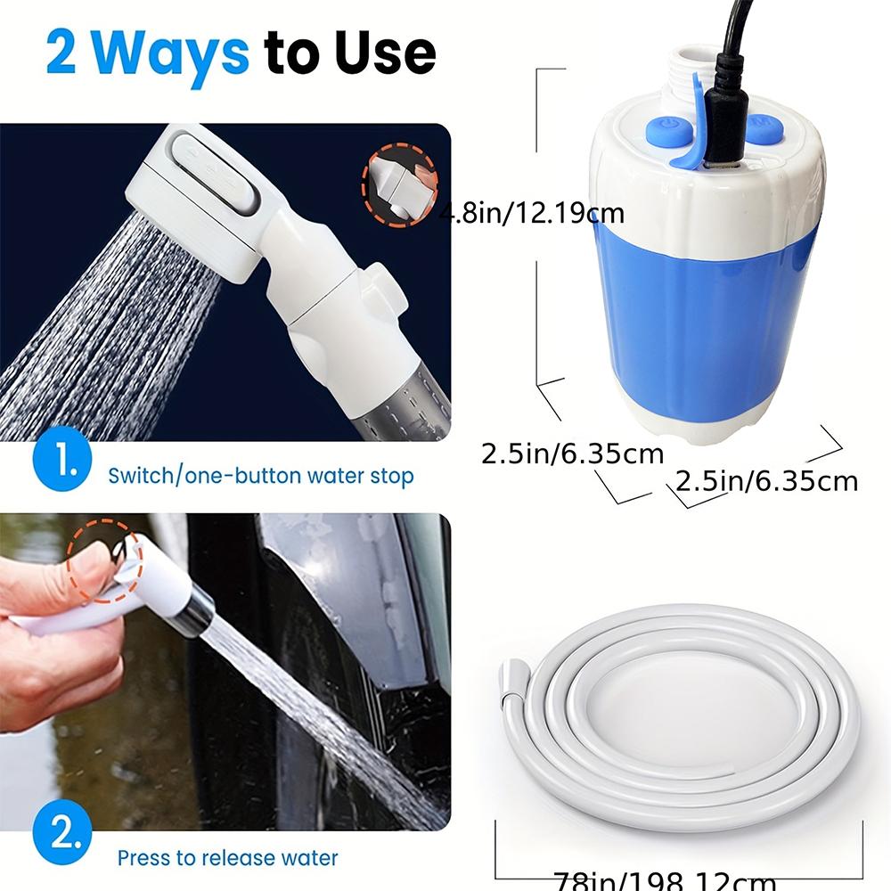 Upgraded Portable Camping Shower Pump Rechargeable 4000mAh Digital Display Electric Shower Beach Dormitory with Hose And Hook