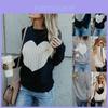 Womens Long Sleeve Sweater Blouse Elegant Knitted Heart Jumper Pullover Tops