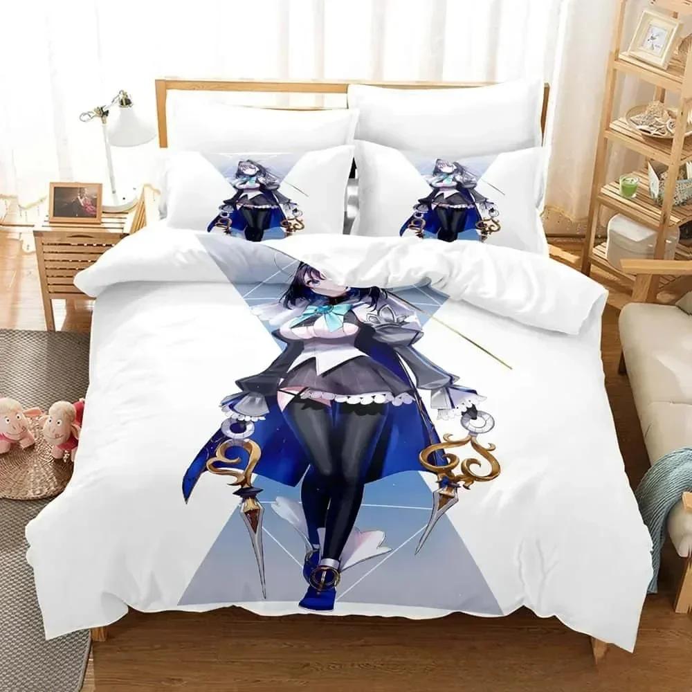 Comforter 3D Print Anime Ouro Kronii Bedding Set Printed Bed Set With Bed Soft Queen King Size Bedclothes Home