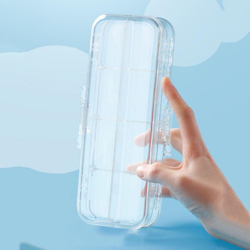 Large Capacity Transparent Pencil Case Plastic Sketch Pen Bag Stationery Storage Box School
