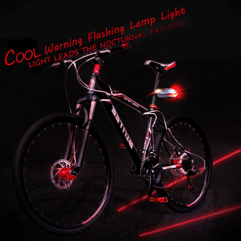 Rowerowe Światła Laserowe LED Migające Lampka Tylna Ostrzegawcza Bezpieczeństwa Rowerzysty