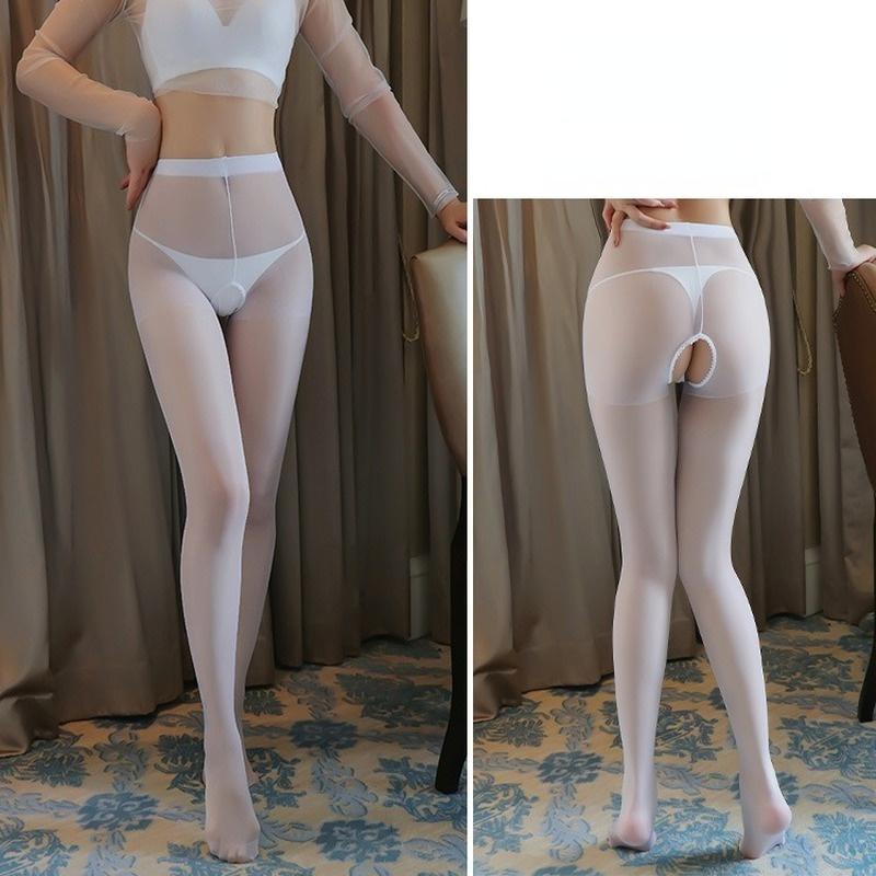 New Open Crotch Tights for Men Sexy Underwear Erotic Women Sheer Crotchless Pantyhose Gothic Nylon Silk Stockings Sexy Stockings