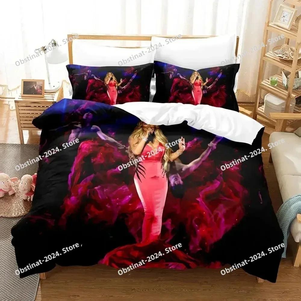 3D-Druck Mariah Carey Bettwäsche-Set Gedruckte einzelne Decke Bettbezug Kissenbezug 3-teilige Sets Kinder Erwachsenengröße