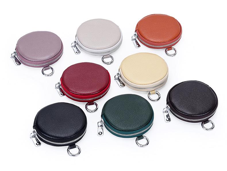 Women's Genuine Cowhide Coin Purse: 2026 Round Earphone & Card Holder Bag