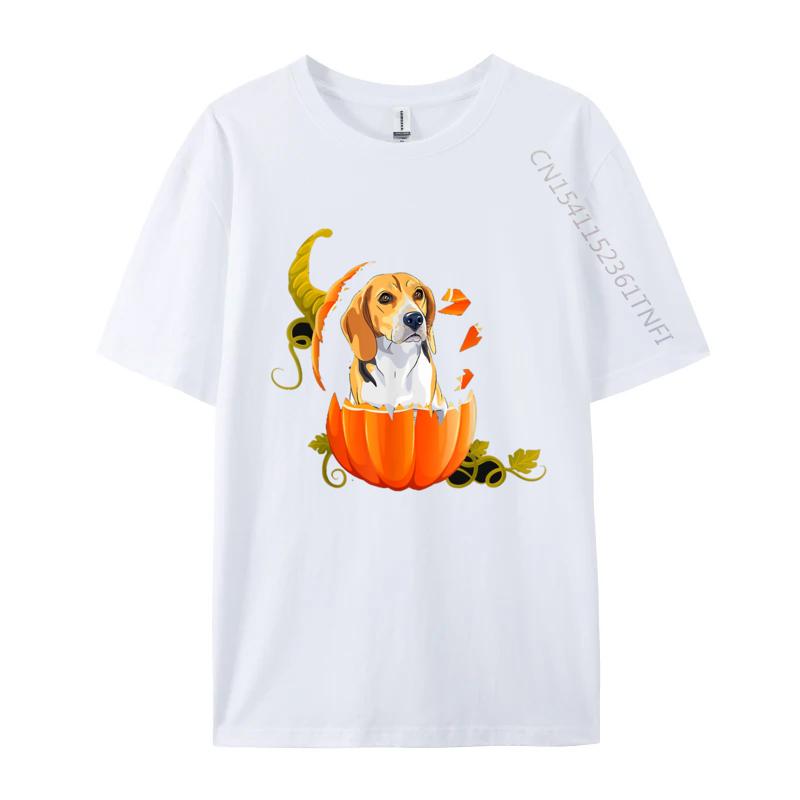 Beagle Pumpkin Halloween Ghost Tshirt Men T Shirts Birthday Gift Tops Cotton TShirt Happy Halloween Tshirt