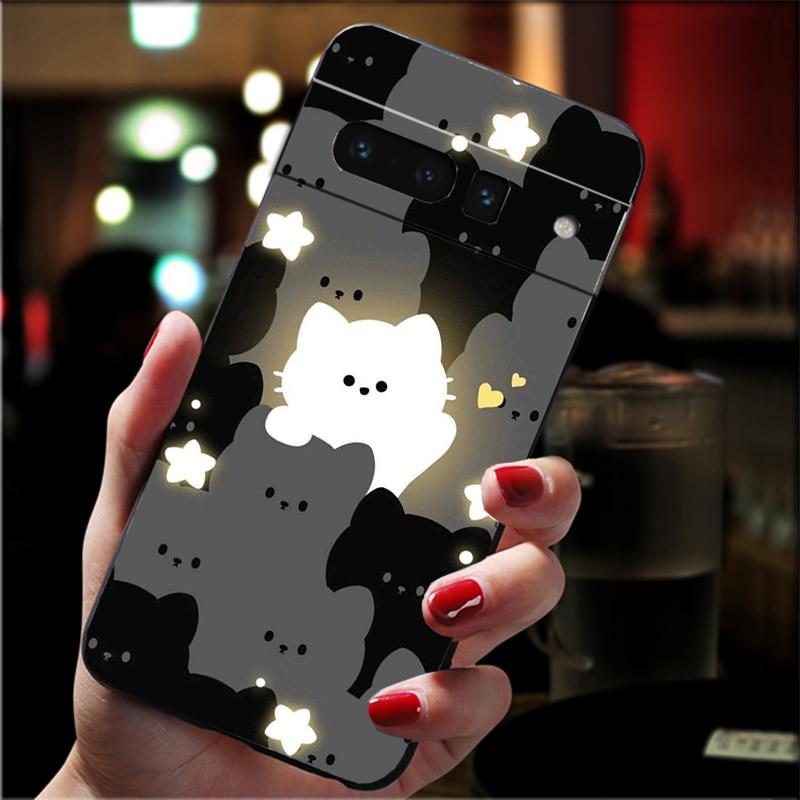 Phone Case For Google Pixel 10 9 Pro XL 9A 8 7 6 Pro Pixel 8A 7A 6A Pixel 8 7 6 5 Cartoon Black Cats Case
