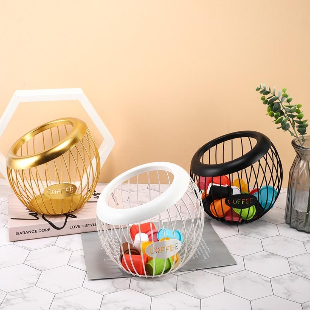 Iron Coffee Pod Holder Large Capacity Multipurpose Espresso Capsule Holder Container Snack Fruit Organizer