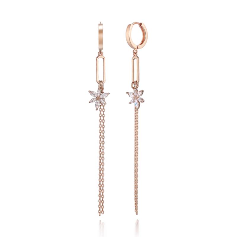 CRANNE 14K Flower Drop One-Touch Earrings (Gold Pin) C24EGP142