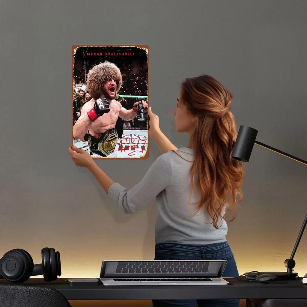 Merab Dvalishvili Boxer Poster Boxen Metallschilder Bilder Wanddekorationsartikel Benutzerdefinierte Blechschilder für Wandkunstdekoration Retro