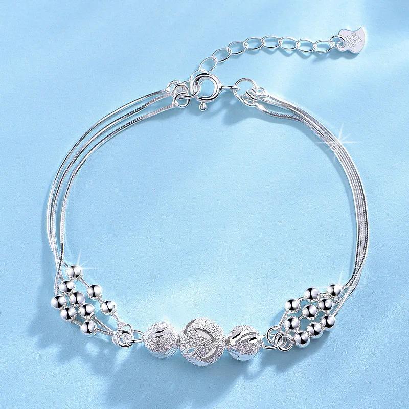 925 Silver Lucky Bead Bracelets Woman Vintage Luxury Original Multi-layer Ball Bracelet Designer Party Jewelry Gifts
