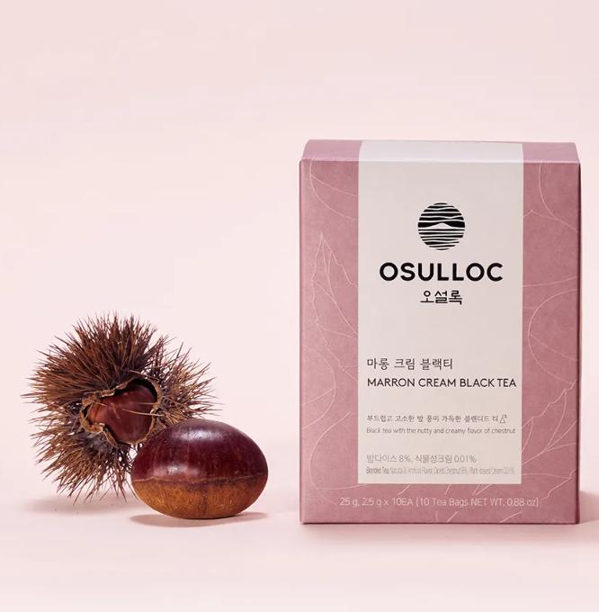 OSULLOC Marron Cream Black Tea 10 Sachets | Sweet Korean Jeju Chestnut Tea