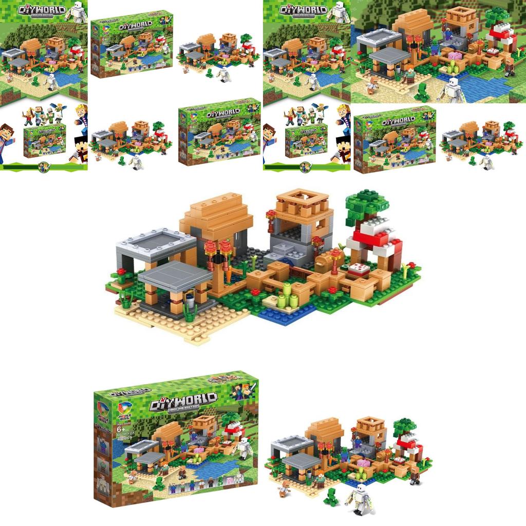 Jeu de Construction Haute Difficulté Compatible Avec Lego Minecraft Village Garçon Puzzle Assemblage