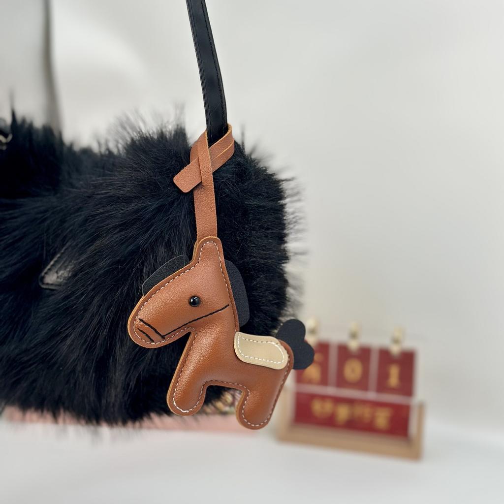 Cross-border popular PU leather pony bag clothing pendant car keychain cartoon accessories pony pendant