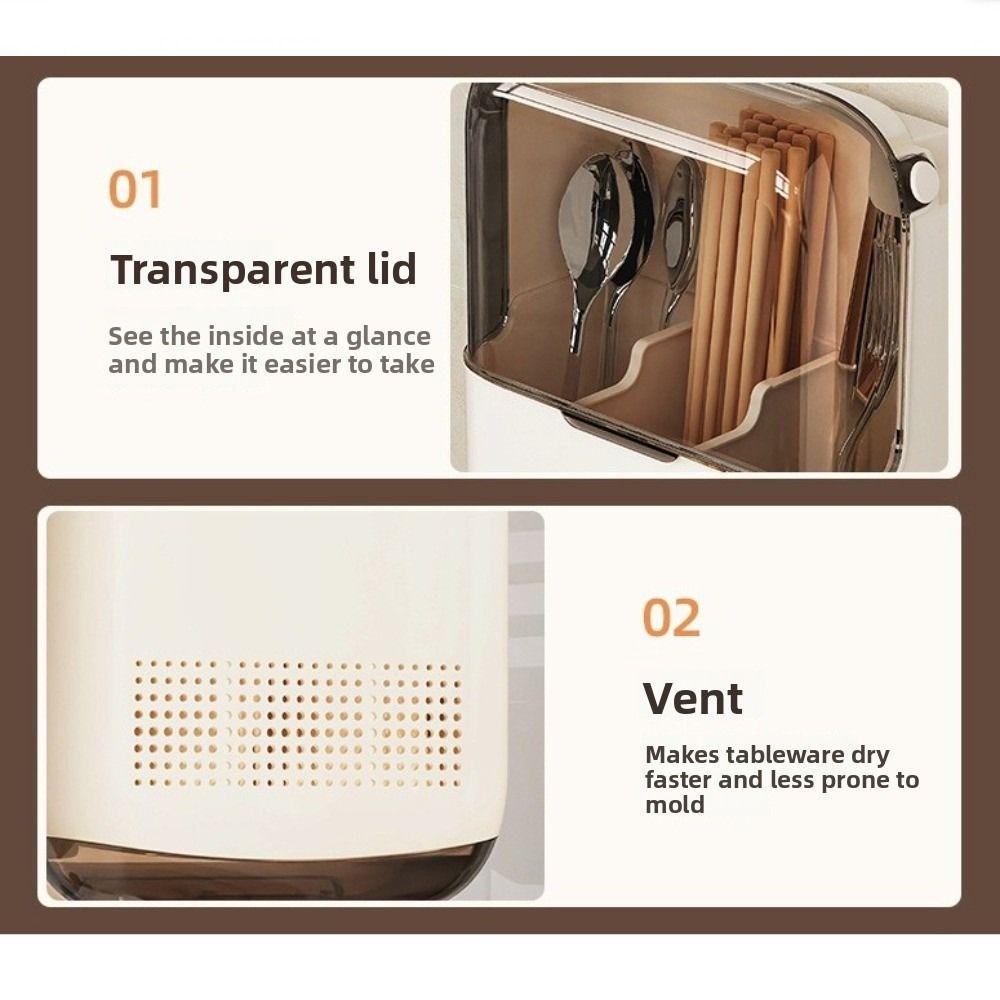 with Lid Tableware Storage Holder Dustproof Chopstick Organizer Spoon Organizer  Home Organization