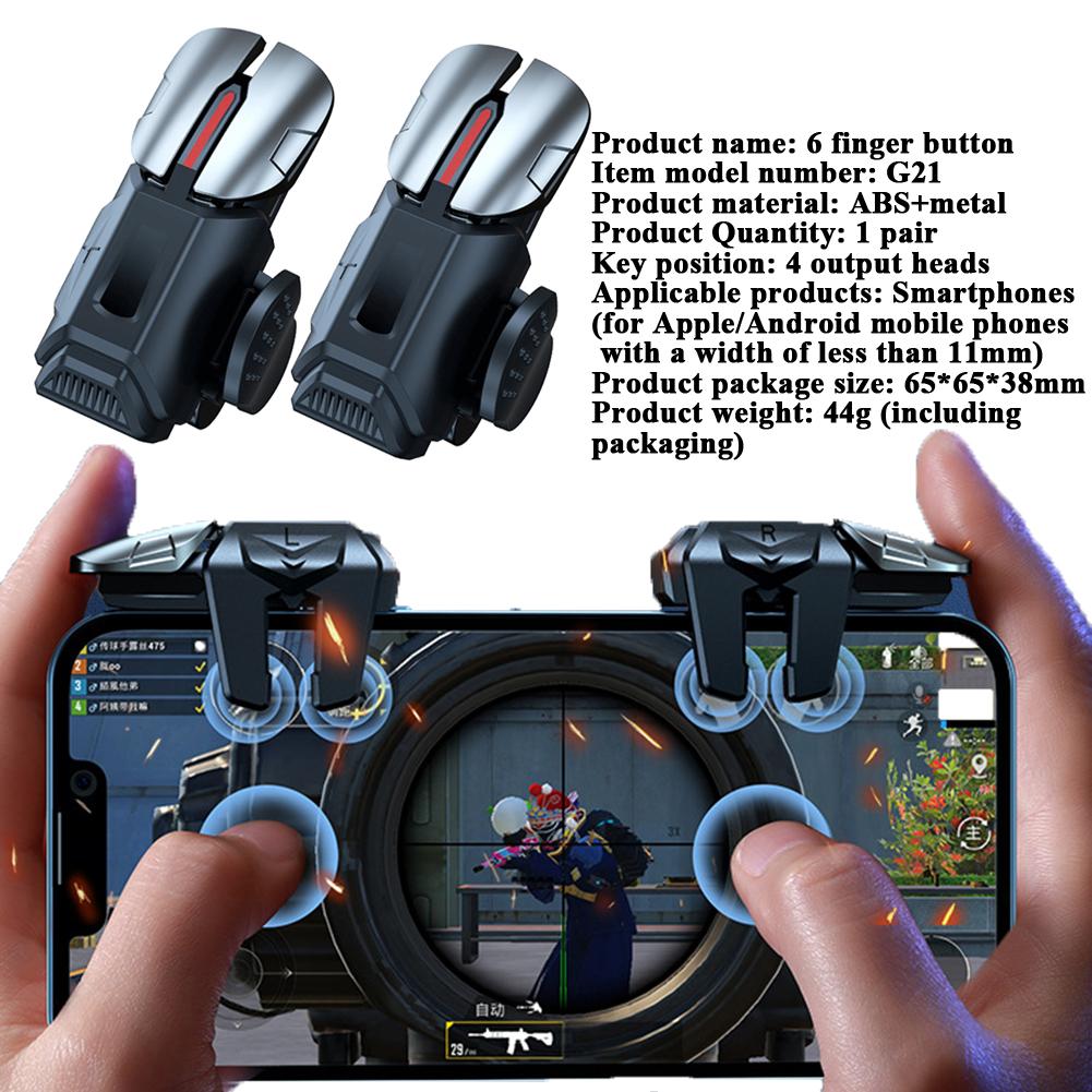 G21 Mobile Phone Game Trigger Gamepad Joystick 6-Finger Aim Shooting L1 R1 Key Button For Phone Android For PUBG Game Controller 5