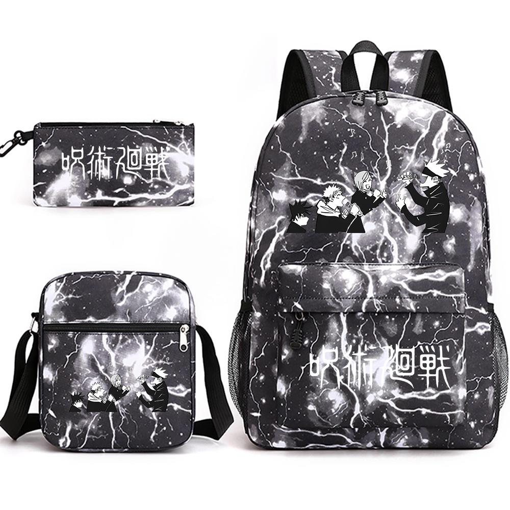 Animation Spell Return To Fight Peripheral Printing Student Schoolbag Backpack Shoulder Pencil Bag 3-Piece Set