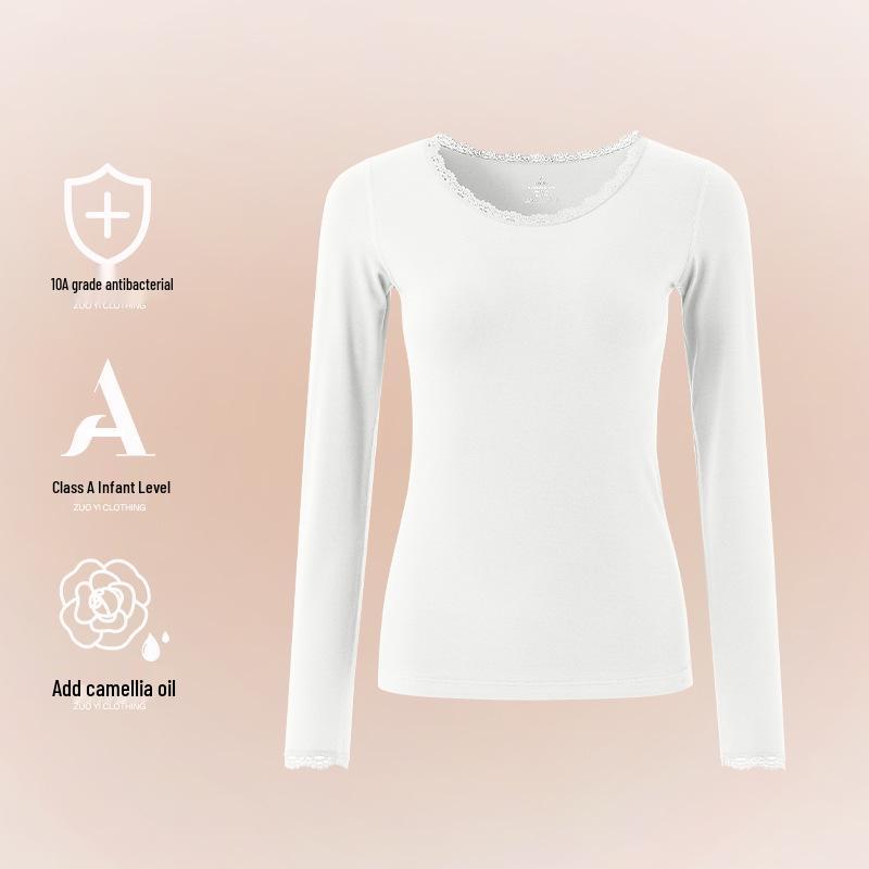 German Velvet Warm Lace Round Neck Underwear Set: Fleece-Lined, Heat-Generating for Men & Women