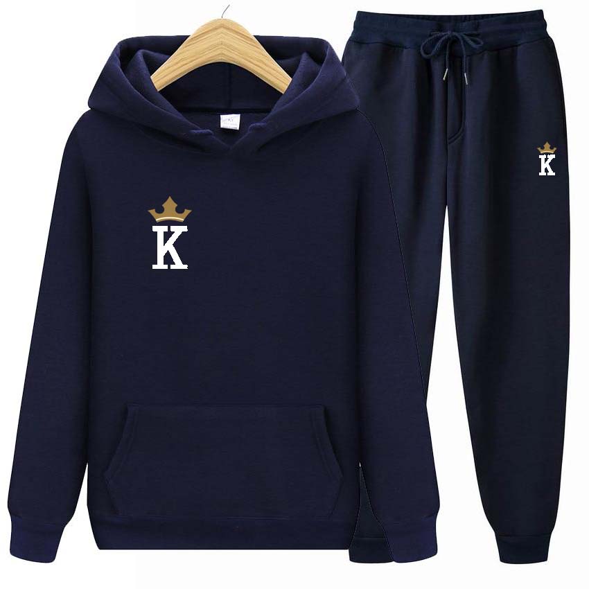 Tracksuit 2 Pieces Set Unisex Hoodies Fleece Sweatshirt+Pants Suit Hoodies Jogger Hoodies Set K Print Long Sleeve Hoodie Jogging