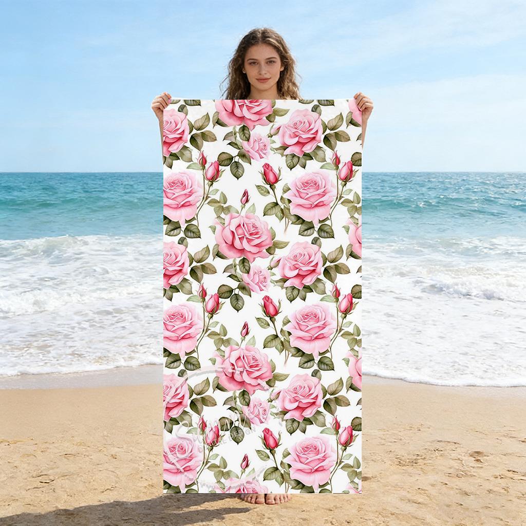 Rose Pattern Extra Large Microfiber Beach Towel, Super Absorbent Quick Dry Towel for Swimming Pool & Beach 40X60CM
