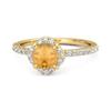 Citrine Halo White Topaz Accents Ring - 925 Sterling Silver Gold Vermeil