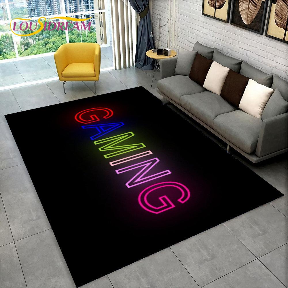 3D Cartoon Gamer Game Over Area Rug,Carpet Rug for Living Room Bedroom Sofa Playroom Doormat Decor,Kids Play Non-slip Floor Mat