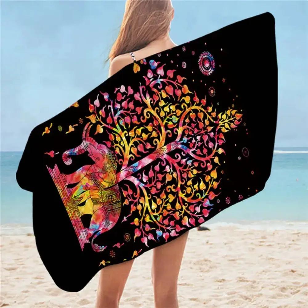 BeddingOutlet Elephant Bath Towel Bathroom Microfiber Mandala Beach Towel for Adult Bohemian Hippie Shower Toalla