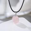 Natural Chakra Crystal Pendant Necklace High Quality Polished Assorted Stones Black Leather Rope Jewelry Gift for Yoga Enthusiasts