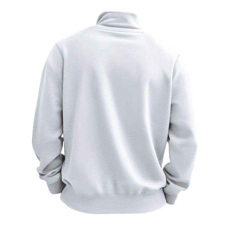 Men's Autumn Winter Casual Zipper Stand Collar Fleece Hoodie Jacket
